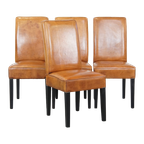 Set Van 4 Luxe En In Goede Staat Verkerende Schapenleren Eetkamerstoelen thumbnail 1