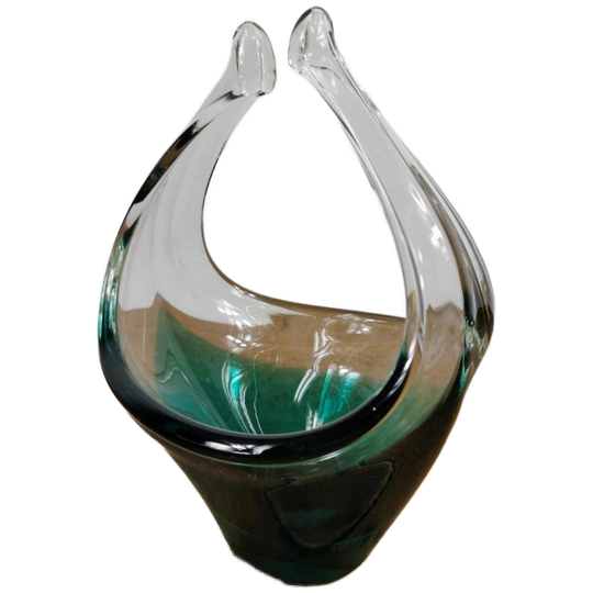 Vintage Glazen Schaal, Glazen Mandje. Murano Glas 16 1