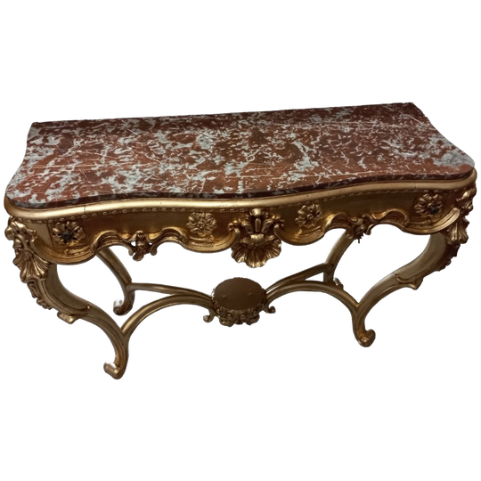 Grote Franse Vergulde Muurconsole. 1