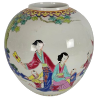 Chinese Gember Pot - Family Rose - Handbeschilderd - 2E Helft 20E Eeuw