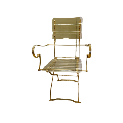 Vintage Plexiglas Stoel Fauteuil Goud Acrylglas