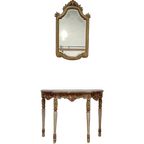 Barok Rococo Wandconsole Sidetable Met Marmer Blad En Spiegel 04 thumbnail 1