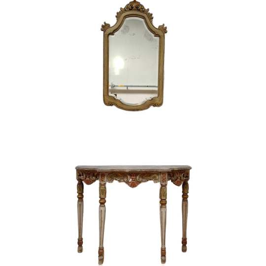 Barok Rococo Wandconsole Sidetable Met Marmer Blad En Spiegel 04 1