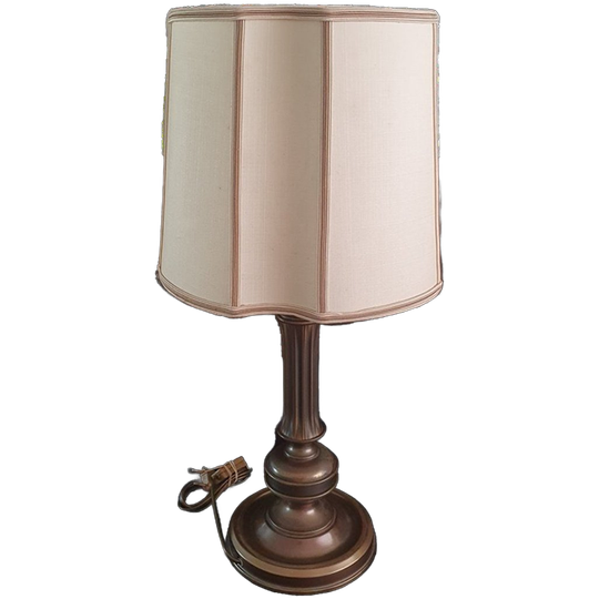 Vintage - Tafellamp - Kastlamp - Messing - Stoffen Kap - Herda 1
