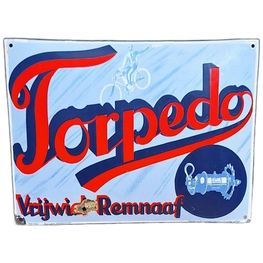 Emaille Reclamebord Van Torpedo Vrijwiel-Remnaaf. 1