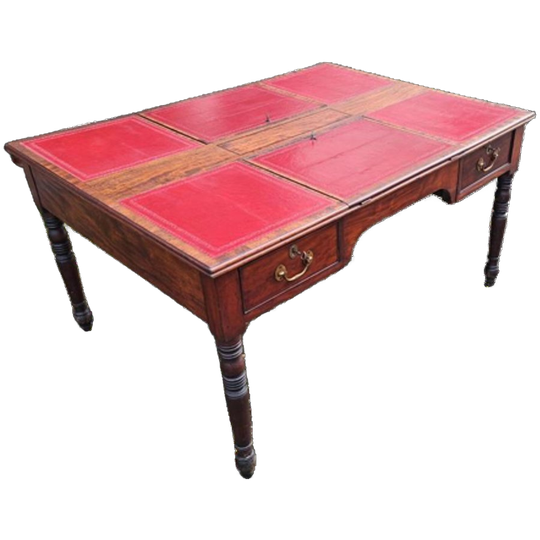 Antiek Dubbelzijdig Schrijftafel, Partner Bureau, Bureau 1