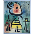 Miro Art-Print Femme Et Chat In Lijst thumbnail 1