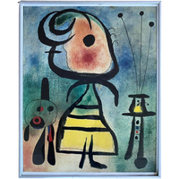 Miro Art-Print Femme Et Chat In Lijst