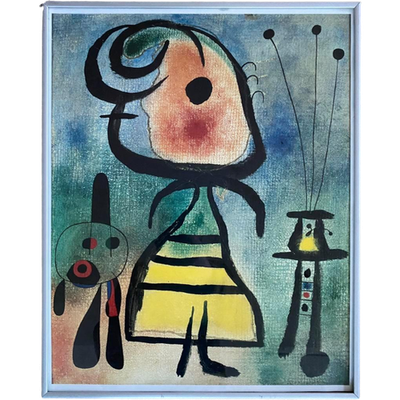 Miro Art-Print Femme Et Chat In Lijst