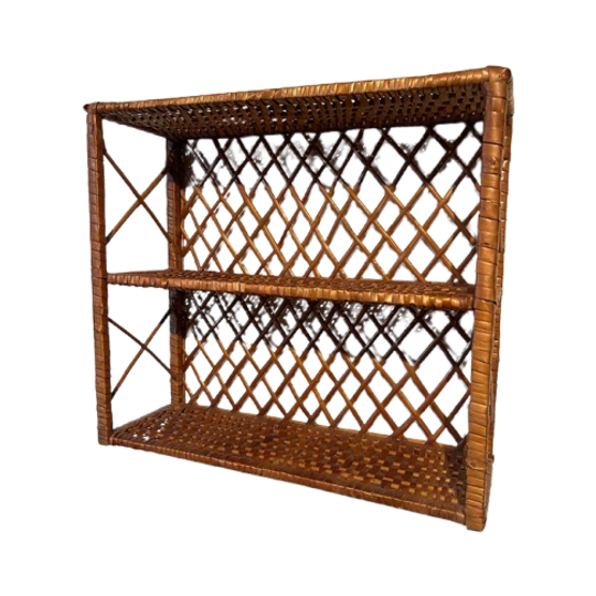 Vintage Retro Bamboe Rotan Wandrek Wandplanken 1