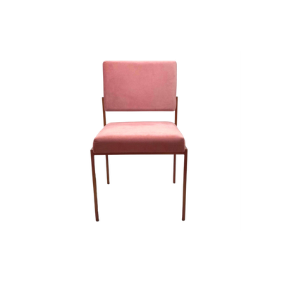 Sternzeit Design Cube Eetkamerstoel Velvet Line Roze Koper