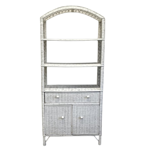 Rotan Wandkast Wit Boogrek Boho Rieten Kast 1