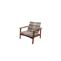 Vintage Design Fauteuil Teak + Nieuwe Stoffering Naar Wens