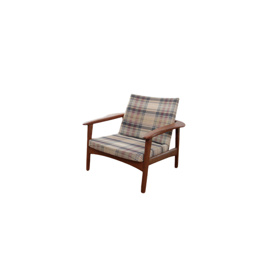 Vintage Design Fauteuil Teak + Nieuwe Stoffering Naar Wens 1