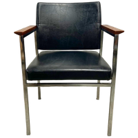 Midcentury Stoel, Chroom Zwart Hout - Industrieel Bauhaus