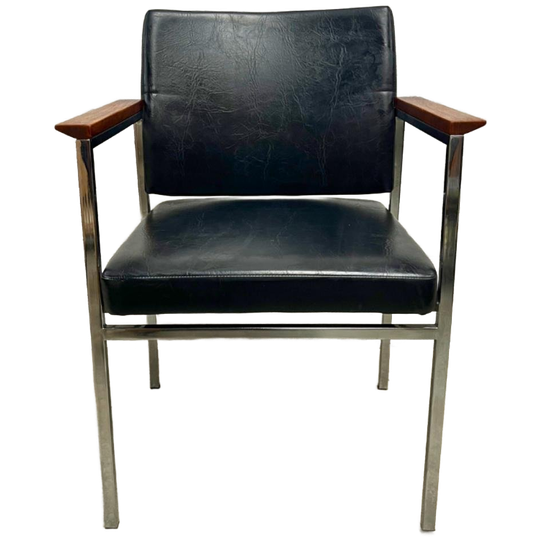 Midcentury Stoel, Chroom Zwart Hout - Industrieel Bauhaus 1