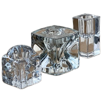 Set Of 3 Mismatched Heavy Glass Candle Holders