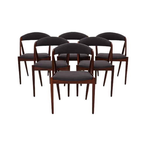 Set Of 6, Model 31 Dining Chairs Designed By Kai Kristiansen For Schou Andersen Møbelfabrik