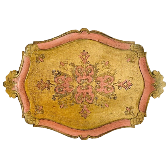 Vintage Florentijns Dienblad Roze Goud 1970’S 1