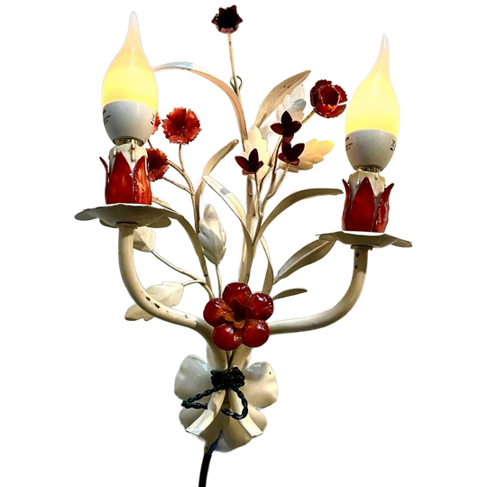 Vintage Metalen Bloem Wandlampje 1