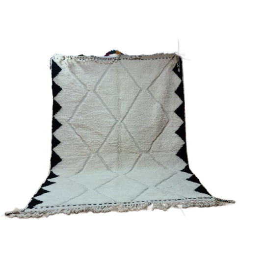 Large Beni Ouarain Rug With Bold Black Border, 300x200cm, Hand-knotted Wool 1