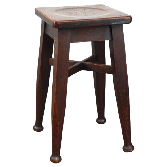 Antieke Massief Eikenhouten Engelse Kruk/ Stool Van Gaskell & Chambers Ltd 1