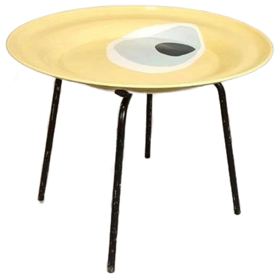Vintage Metalen Bijzettafel, Salontafel, Geel 1