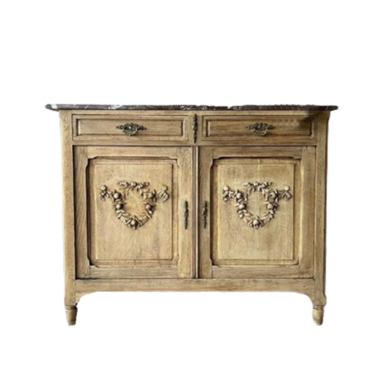 Frans Vintage Houten Commode Met Marmeren Blad 1
