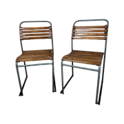 2X Bauhaus Pel Nesting Chairs – Oak