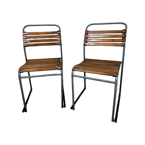 2X Bauhaus Pel Nesting Chairs – Oak