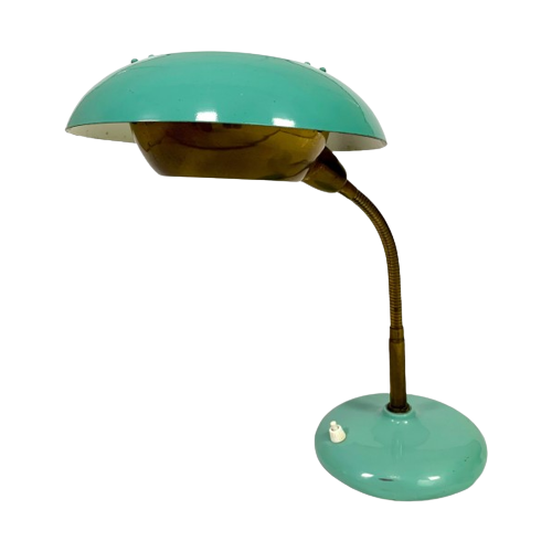 Turquoise Bureaulamp Met Buigstang, Jaren 50