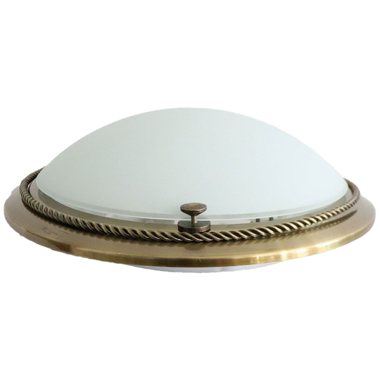 Klassieke Bronzen Metalen Plafonnière Glas <<<brand>>>, Anno Nu 1