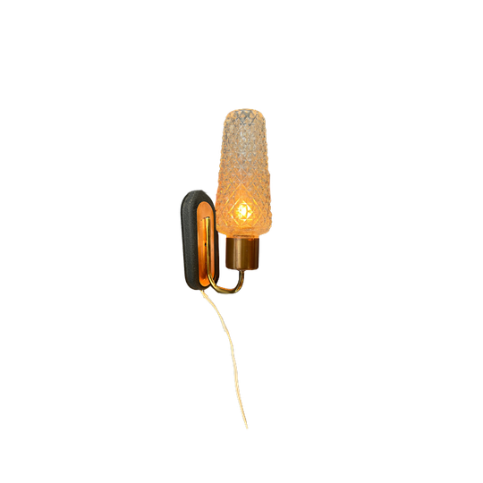 Mid Century Deense Wandkandelaar - Scandinavische Glazen Wandlamp 1