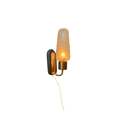 Mid Century Deense Wandkandelaar  - Scandinavische Glazen Wandlamp