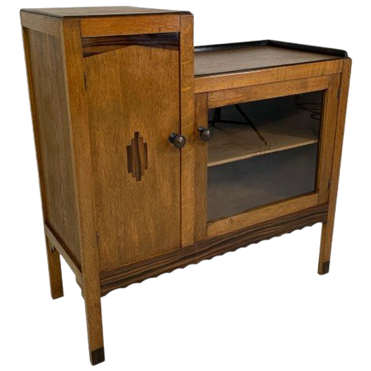Eiken Art Deco Vitrine Kastje , Amsterdamse School, Jaren '30 1
