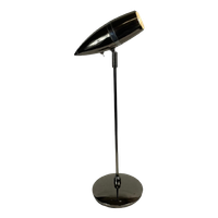 Chromed And Gun Metal Desk Lamp - 1980’S - Fully Adjustable - Italian Made