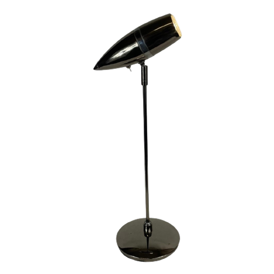 Chromed And Gun Metal Desk Lamp - 1980’s - Fully Adjustable - Italian Made 1