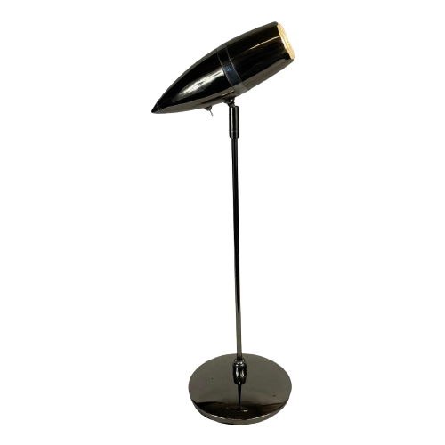 Chromed And Gun Metal Desk Lamp - 1980’S - Fully Adjustable - Italian Made