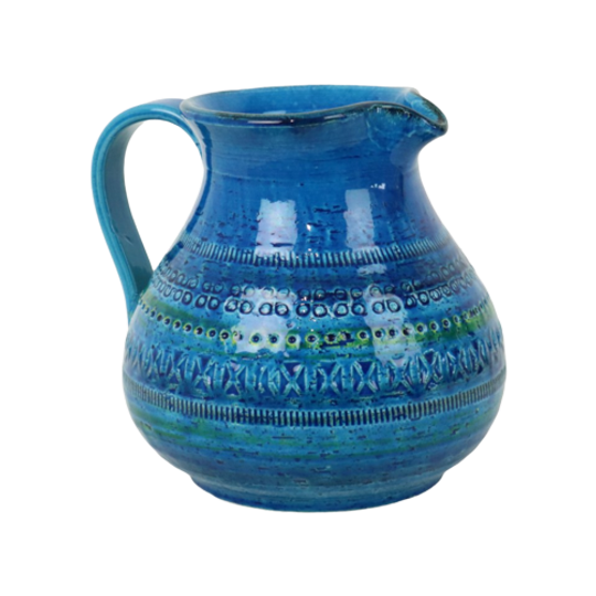Aldo Londi Bitossi Vaas Oorvaas Kruik Rimini Blue Aardewerk Italy Sixties 1