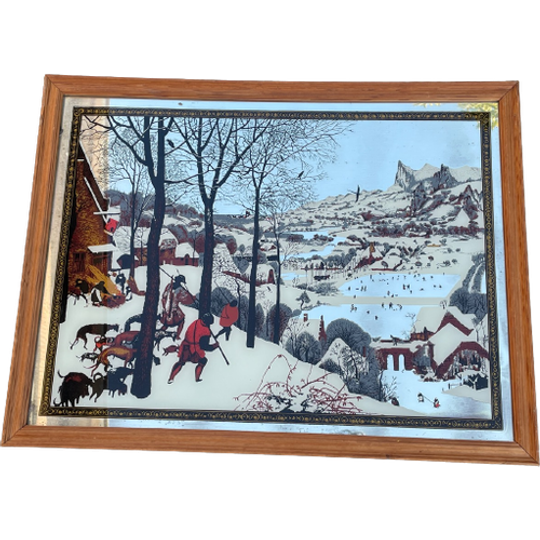 Vintage Spiegel Jagers In De Sneeuw Naar Schilderij Van Pieter Bruegel De Oude (1565) 1