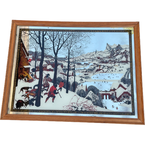 Vintage Spiegel Jagers In De Sneeuw Naar Schilderij Van Pieter Bruegel De Oude (1565)