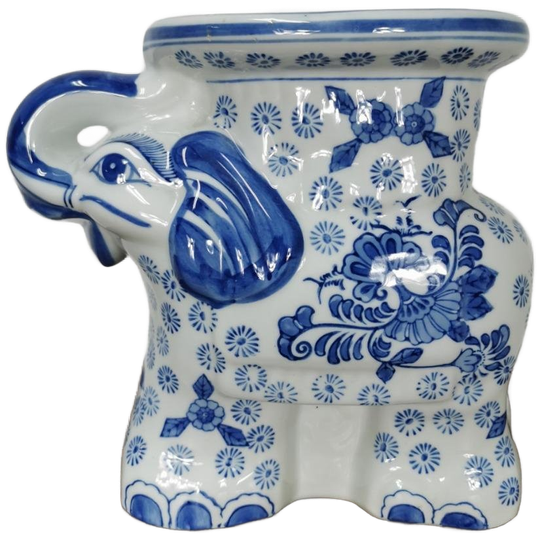 Vintage Chinoiserie Keramiek Olifanten Planten Tafeltje 1