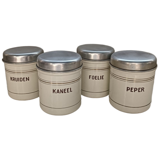 Emaille Kruidenbusjes Creme 1