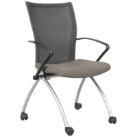 Haworth Comforto 99 Vergaderstoel, Grijs / Zwart Mesh, Verrijdbaar, 4-Poot Onderstel
