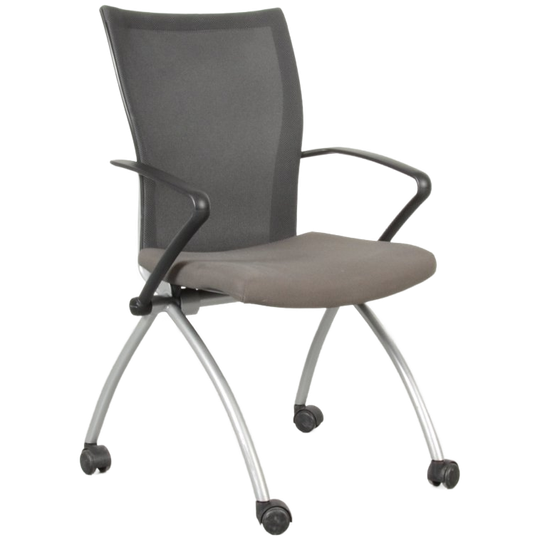 Haworth Comforto 99 Vergaderstoel, Grijs / Zwart Mesh, Verrijdbaar, 4-poot Onderstel 1