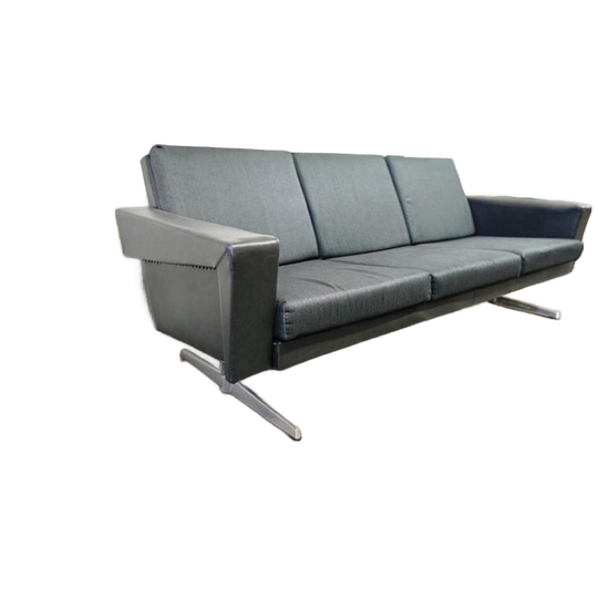 Vintage Jaren 70 Zetel / Canapé / Couch Met Chromen Frame 1