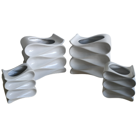 Set Bloempot Bijzonder "wave"design Wit 1