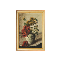 Vintage Schilderij Vaas Met Bloemen Olieverf Op Linnen, J. Vos