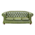 Stijlvolle, Engelse Groene Rund Lederen Ruime 2.5 Zits Chesterfield Bank thumbnail 1