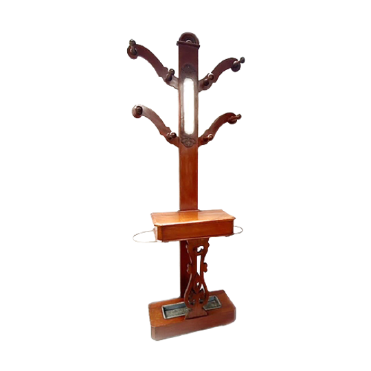 Zeldzame Hall Standaard Mahonie Hout Edwardiaans, Circa 1910 1